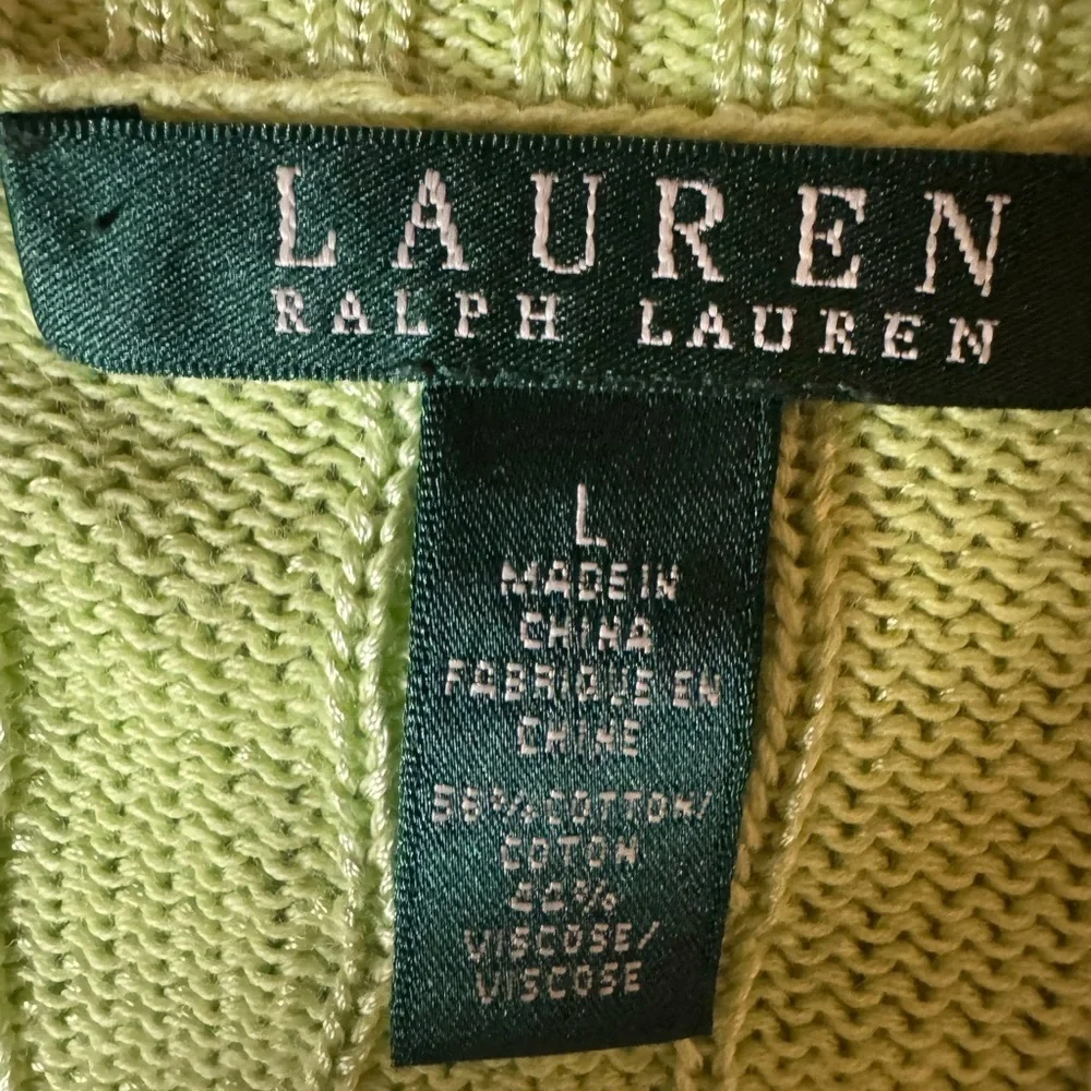 Lauren Ralph Lauren lime green cable knit sweater vest Size Large
